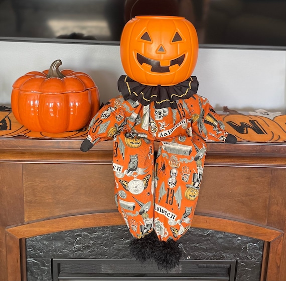 Halloween Pumpkin Man, Jack-O-Lantern Man, Halloween Doll, Halloween Decoration Decor, Trick-Or-Treat, Halloween Bucket, Candy Bucket