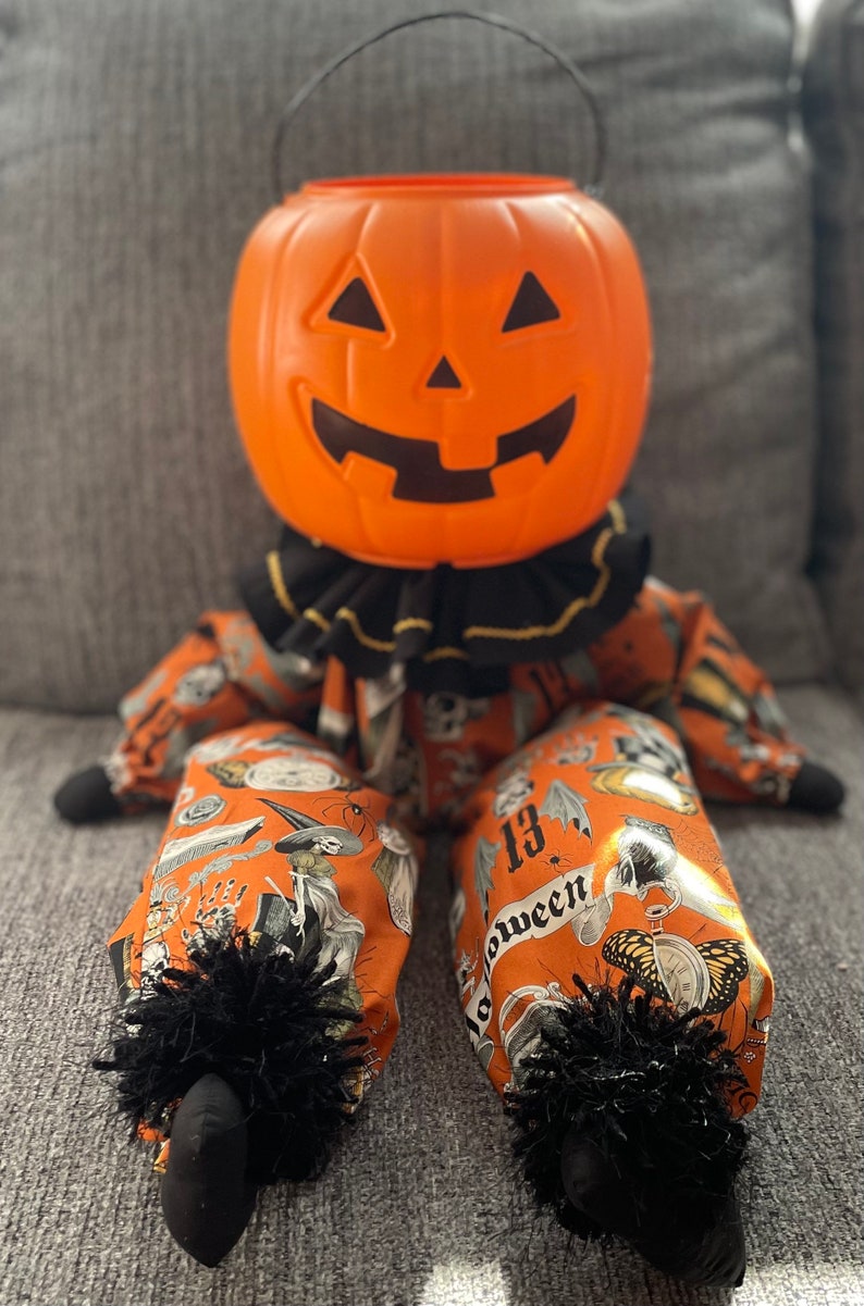 Halloween Pumpkin Man, Jack-O-Lantern Man, Halloween Doll, Halloween Decoration Decor, Trick-Or-Treat, Halloween Bucket, Candy Bucket image 2