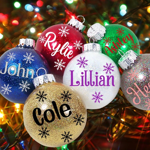 STANDARD SIZE, Personalized Glitter Christmas bulb, Secret Santa, Teacher, Friend, Christmas, Tree, Ornaments, Custom, Personalized