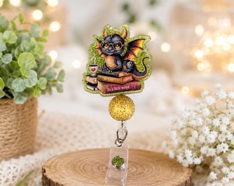 Dragon Badge Reel: Glitter Resin Alligator Clip