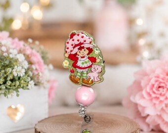 Catoon Badge Reel: Glitter Resin ID Holder with Alligator Clip