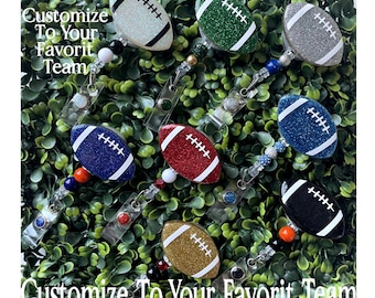 Custom Football Badge Reel, Keychain, Refrigerator Magnet