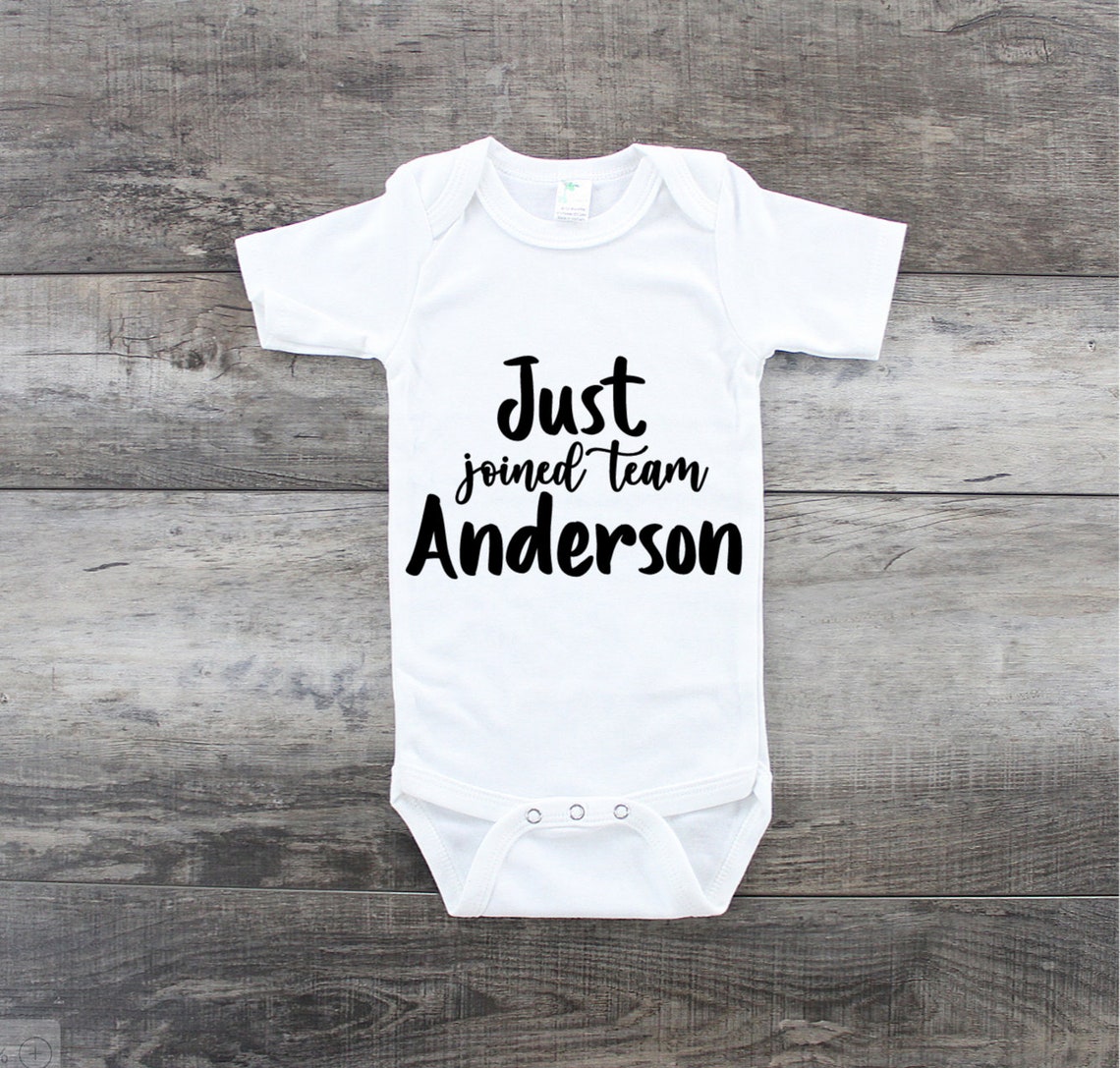 Just Joined Team Personalized Last Name Onesie New Baby Etsy