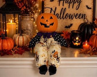 Halloween Pumpkin Man Doll: Glow in the Dark, Candy Bucket Decoration