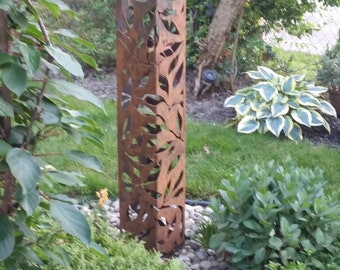 Elegant Garden Design Pine Tree Set of 3 Steel Silhouette with a Rusty Patina