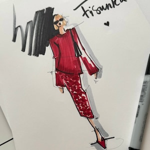 Custom Fashion Illustration Markers Sketch Artwork