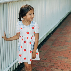 Vestido para el primer día de clases, vestido para la vuelta al cole, atuendo para el primer día de clases, nieta, sobrina, niña pequeña, jardín de infancia, preescolar, primer grado