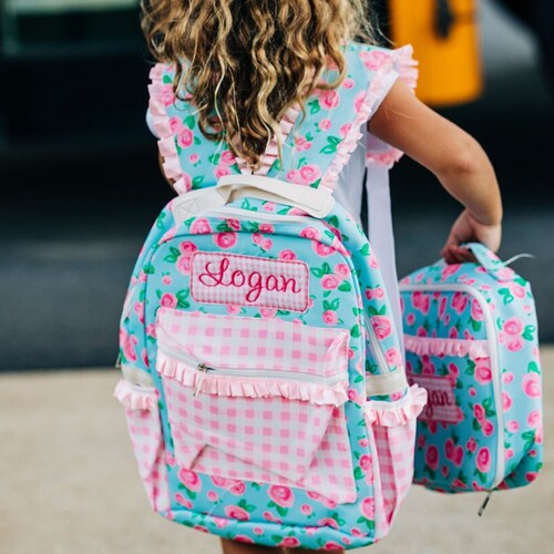 Girls Lunch Bag Matching Backpack Floral Backpack Etsy
