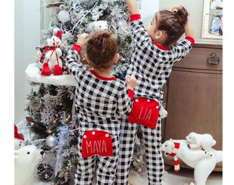 Christmas Pajamas Personalized Christmas PJs Embroidered Christmas Pajamas for a Child