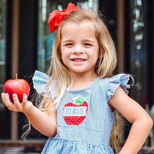 Apple Dress, School Dress, Girls Apple Dress, Preschool, Pre-K, Kindergartener, 1st Grade, 2nd Grade image 1