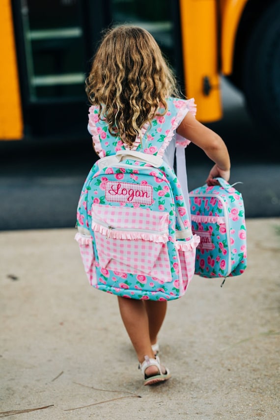 Kids Lunch Bag, Personalized Girls Lunch Bag, Matching Backpack