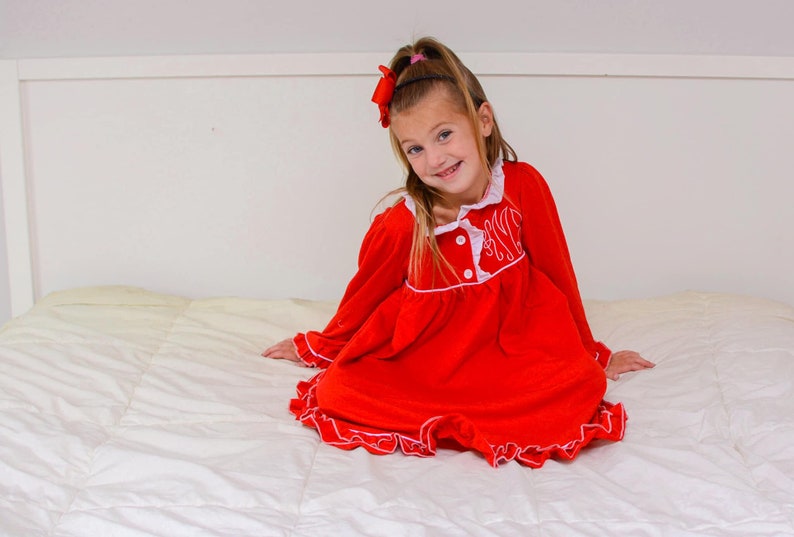 Christmas Nightgown Girls Matching Christmas Pajamas Ruffle Etsy