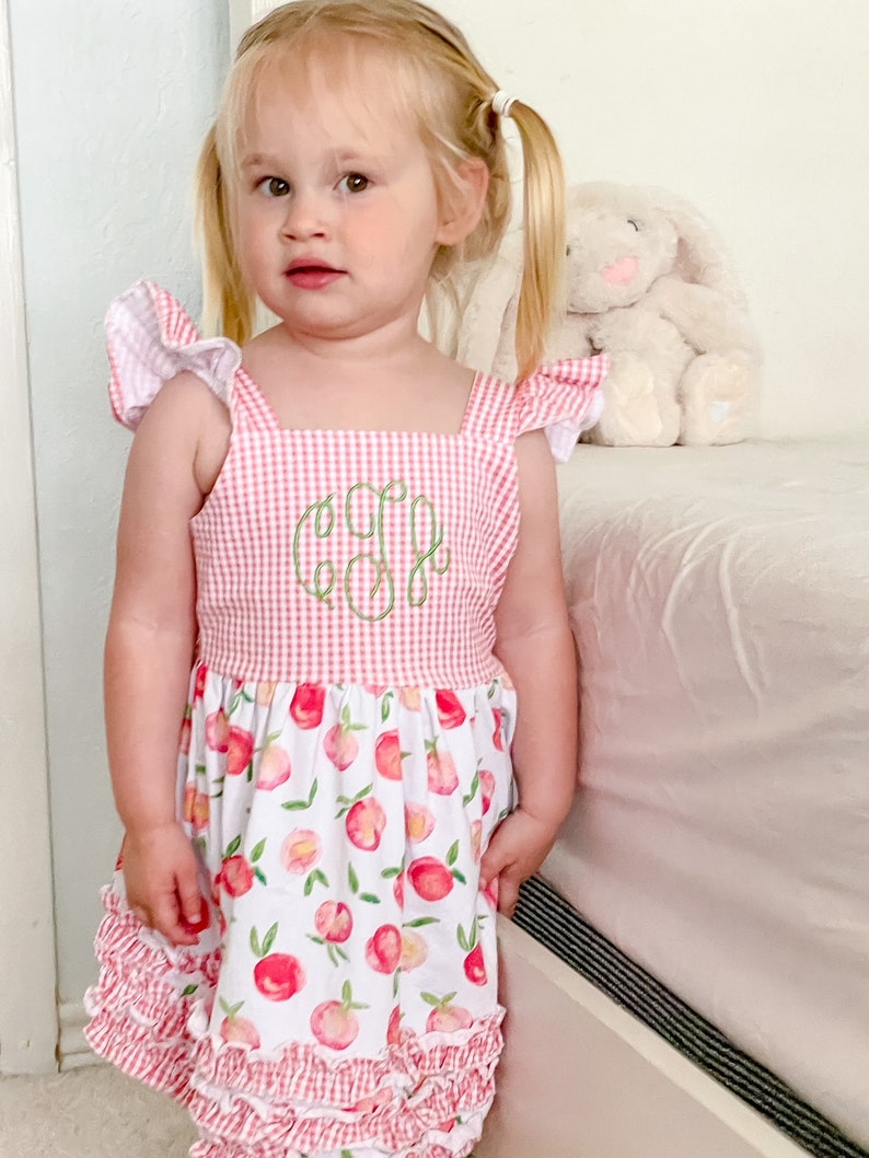 Girls Summer Dress Peaches Dress Peach Outfit Coral Etsy