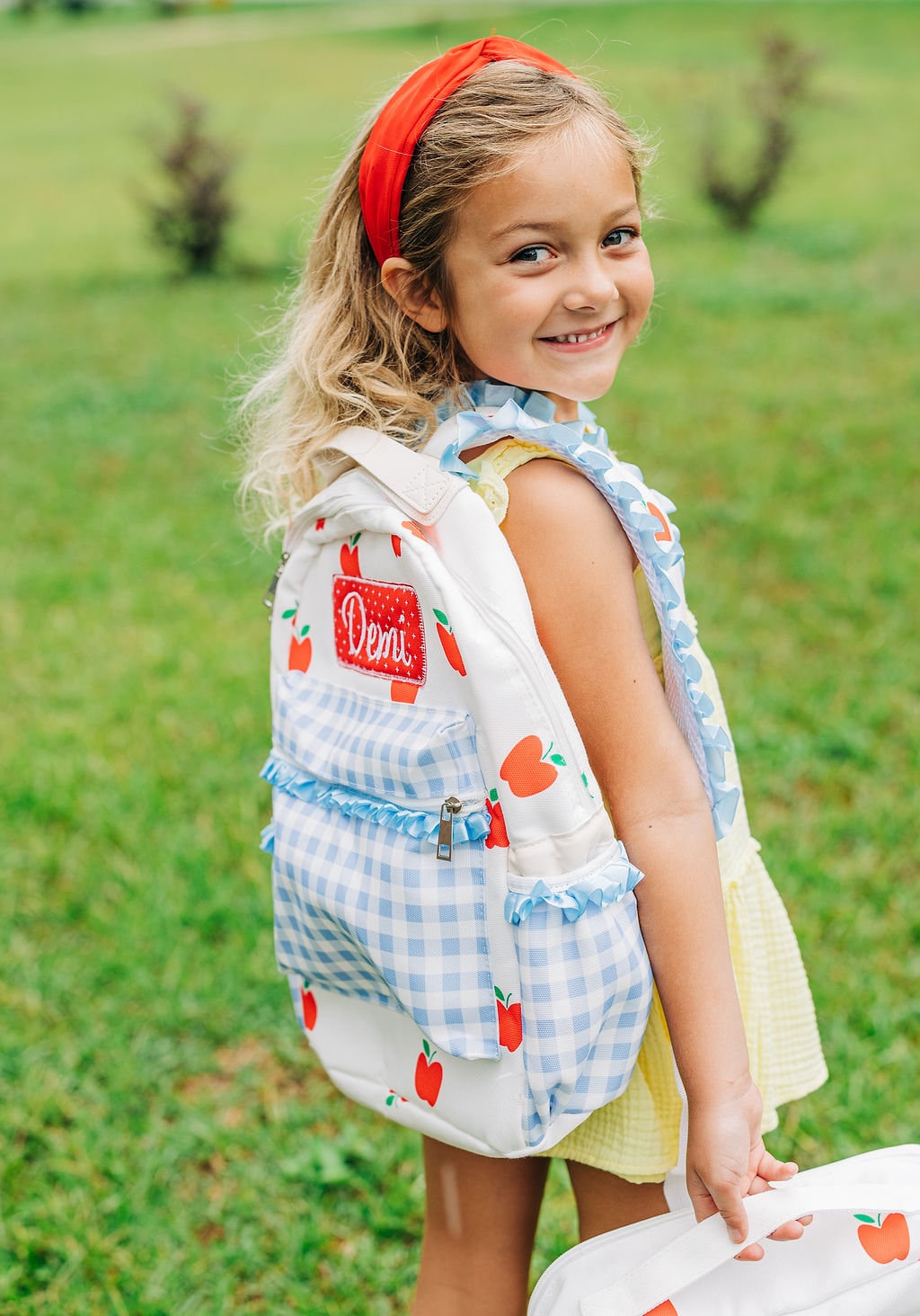 Girls Backpack, School Bag, Lunch Bag, Monogrammed, Personalized, Apples, Kids, Preschool, Pre-K, Prek, Kindergarten,