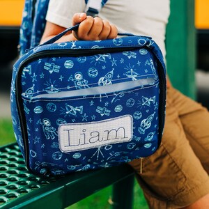Sac à lunch pour enfants, Cosmos, Astronaute, Monogramme, Personnalisé, Garçons, Filles