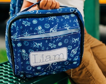 Kids Lunch Bag, Outer Space, Astronaut, Monogrammed, Personalized, Boys, Girls