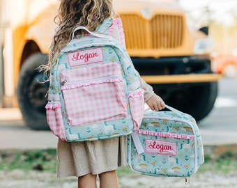 Kids Lunch Bag, Matching Backpack, Unicorn Backpack, Personalized, Monogrammed, Kindergarten, Preschool, Pre-K, 1st Grade, First