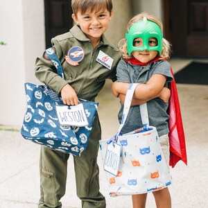 Boys Halloween Basket, Trick or Treat Bag, Personalized, Candy Bag, Candy Bucket, Basket Tag, Kids, Mask, Boys, Red, Blue, Superhero image 7