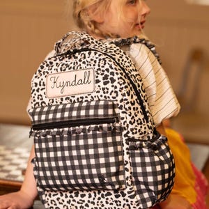 Sac à lunch pour fille, sac à dos assorti, sac à dos léopard, personnalisé, monogramme, maternelle, préscolaire, préscolaire, imprimé animal Jaguar