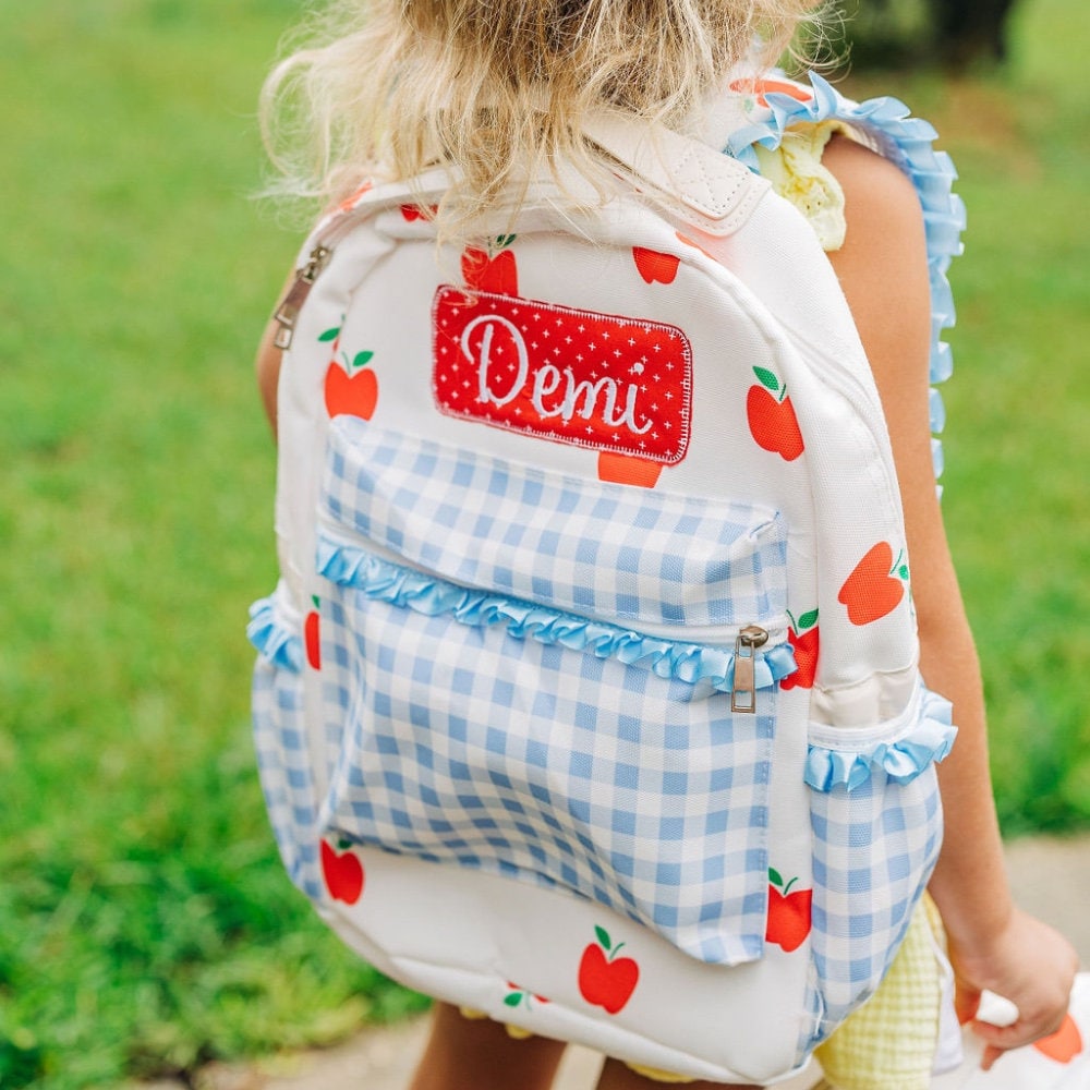 Girls Backpack, School Bag, Lunch Bag, Monogrammed, Personalized, Apples, Kids, Preschool, Pre-K, Prek, Kindergarten,