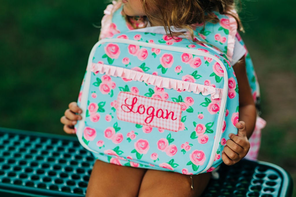 Kids Lunch Bag, Personalized Girls Lunch Bag, Matching Backpack, Floral  Backpack, Personalized, Watercolor Rose, Kindergarten, Pre-k 