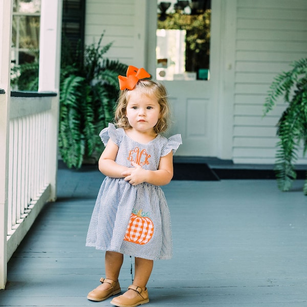 Pumpkin Dress, Pumpkin Birthday Outfit, Fall Dress, Toddler, Daughter, Granddaughter, Niece