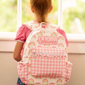Sac à lunch pour enfants, sac à dos assorti, sac à dos arc-en-ciel, personnalisé, monogramme, maternelle, préscolaire, préscolaire, arcs-en-ciel