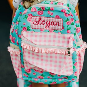 Kids Lunch Bag, Personalized Girls Lunch bag, Matching Backpack, Floral Backpack, Personalized, Watercolor Rose, Kindergarten, Pre-K image 5