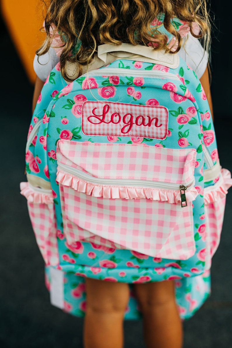 Kids Lunch Bag, Personalized Girls Lunch bag, Matching Backpack, Floral Backpack, Personalized, Watercolor Rose, Kindergarten, Pre-K image 5