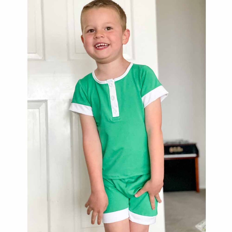 Boys Summer Pajamas Toddler Boy Summer Pjs Green Short Etsy