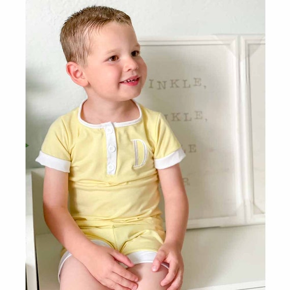 Boys Summer Pajamas Toddler Boy Summer Pjs Yellow Short Etsy