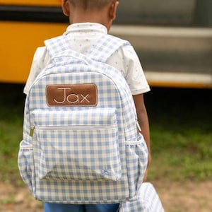 Vichy bleu, sac à dos, sac à lunch, personnalisé, sac à langer, sac à dos pour enfant, cartable