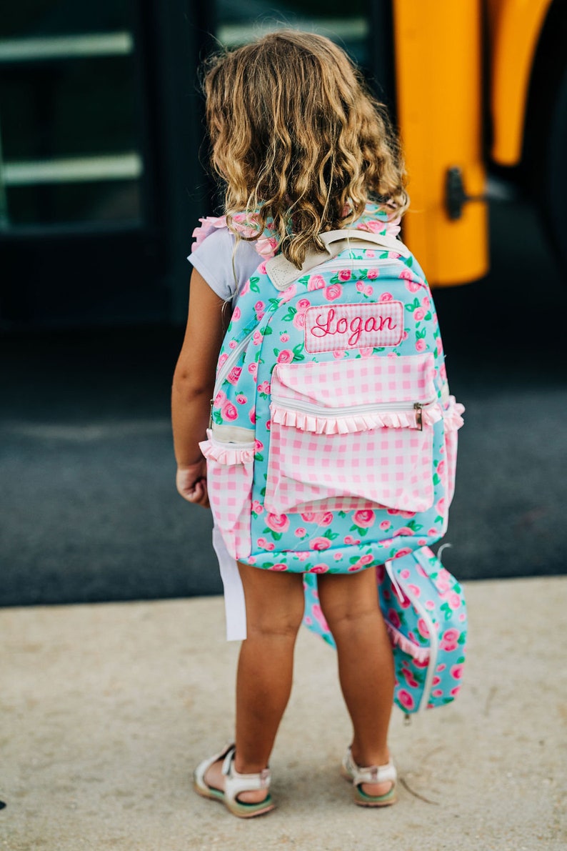 Kids Lunch Bag, Personalized Girls Lunch bag, Matching Backpack, Floral Backpack, Personalized, Watercolor Rose, Kindergarten, Pre-K image 3