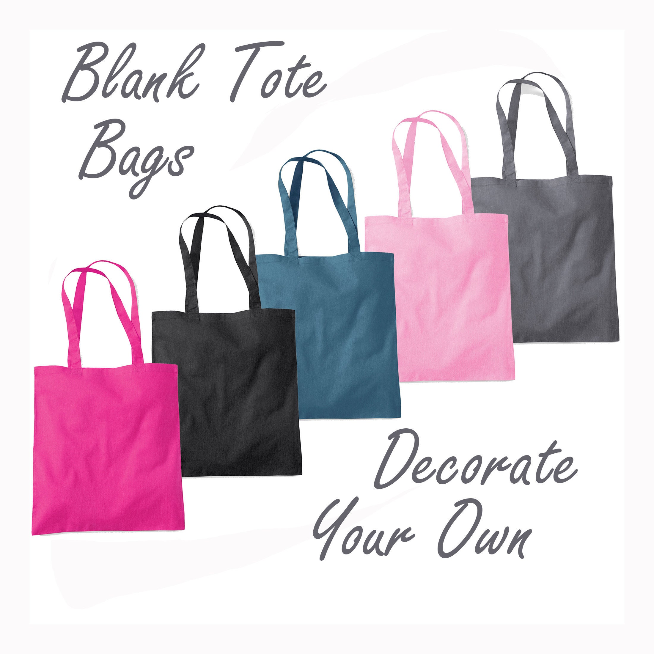 Plain Coloured Cotton Shopping Tote Shoulder Bags Available in 14