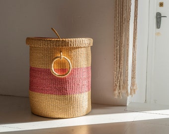 MIDOBA: Pink Ring Lidded Laundry Basket