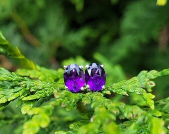 Natural Amethyst Screw Back Earrings 14k White Yellow or Rose Gold .50ct to 4.50ct