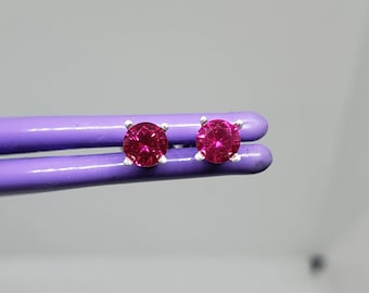 Natural AA Ruby Sterling Silver Stud Earrings .75ct 4mm