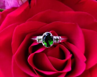 Tourmaline Sterling Silver Stackable Ring 925 7x5mm .80cttw L10SA