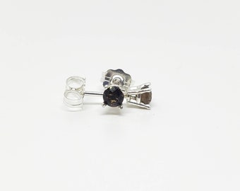 Natural AA Smokey Quartz Sterling Silver Earrings .25ct 3mm
