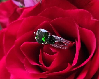 Tourmaline Sterling Silver Stackable Ring 925 8x6mm 2.2ct L10SA