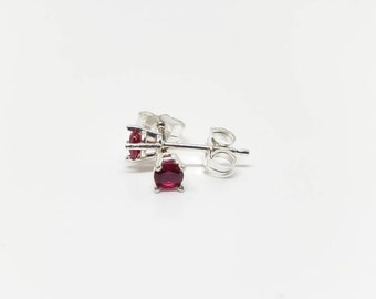 Natural AA Mozambique Garnet Platinum Earrings .31ct 3mm