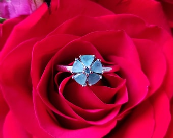 Grandidierite Sterling Silver Stackable Ring 925 L10SA