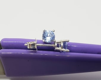 Natural AAA Aquamarine 14k White Gold Stud Earrings .50ct 4mm