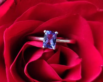 Iolite Sterling Silver Stackable Ring 925 8x6 mm 1ct  L10SA