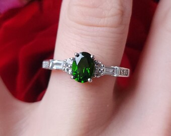 Tourmaline Sterling Silver Stackable Ring 925 7x5mm 1cttw L10SA