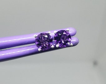 Natural AAA Amethyst Sterling Silver Stud Earrings 1.00ct 5mm