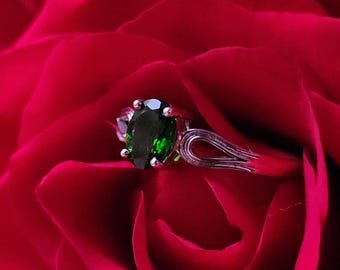 Tourmaline Sterling Silver Stackable Ring 925 8x6mm 1.2ct L10SA