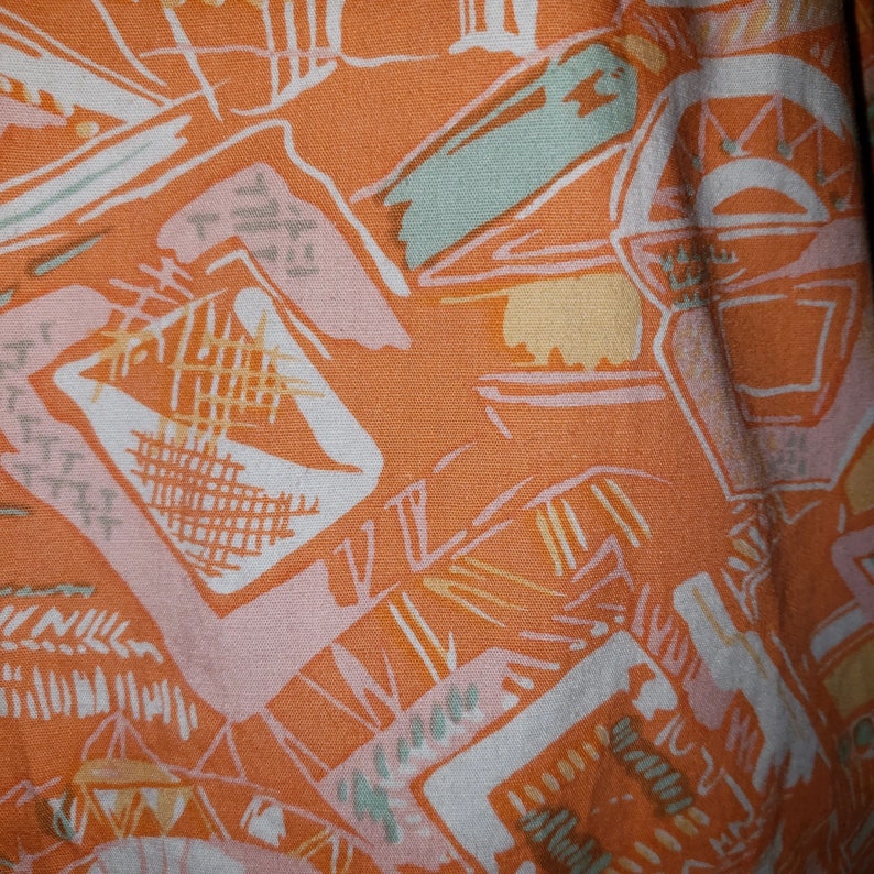 vintage romper 80s romper summer romper romper with pockets orange romper abstract print 1980s romper coral romper vacation romper