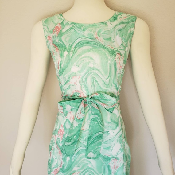 vintage dress green dress swirl dress psychedelic