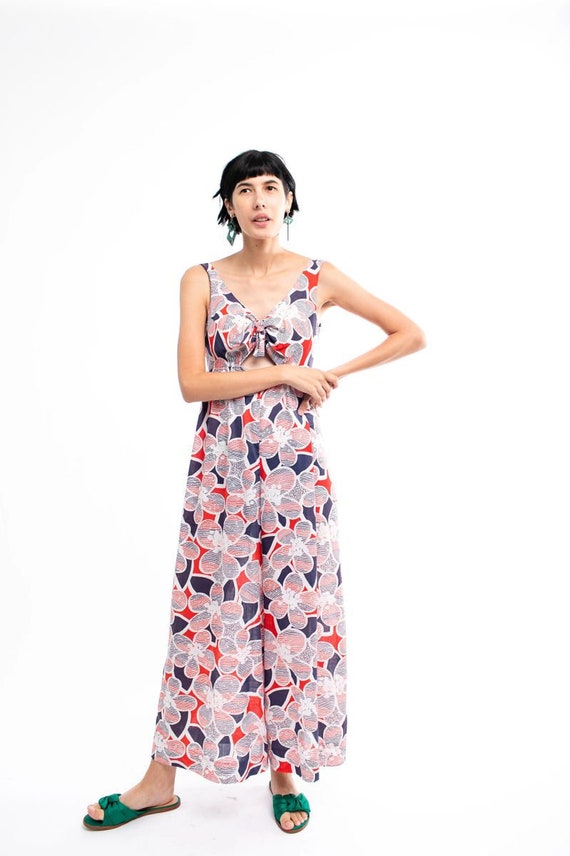 vintage jumpsuit floral jumpsuit red jumpsuit bell